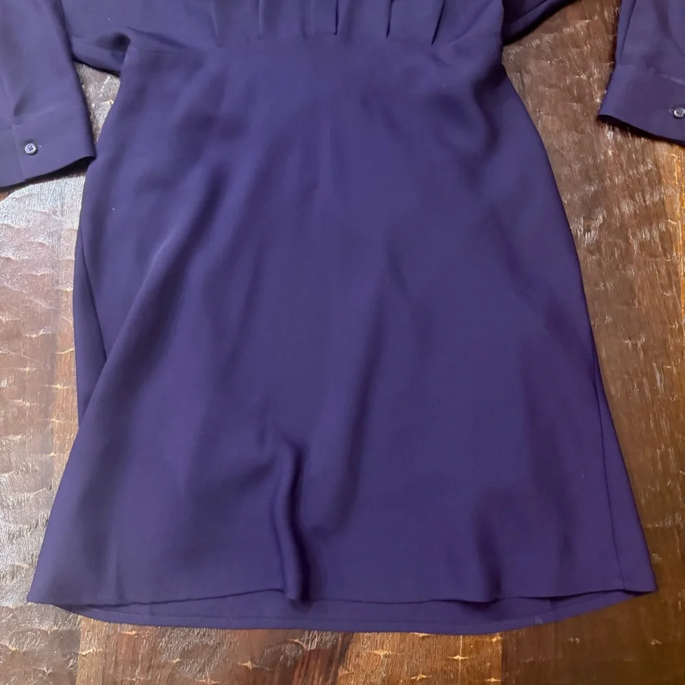 Express Collared Half Button Up Mini Portofino Shirt Dress in Deep Purple